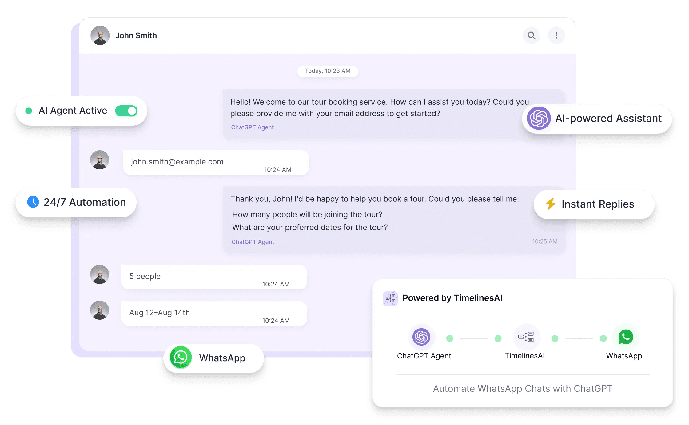 ChatGPT Agent dashboard in TimelinesAI