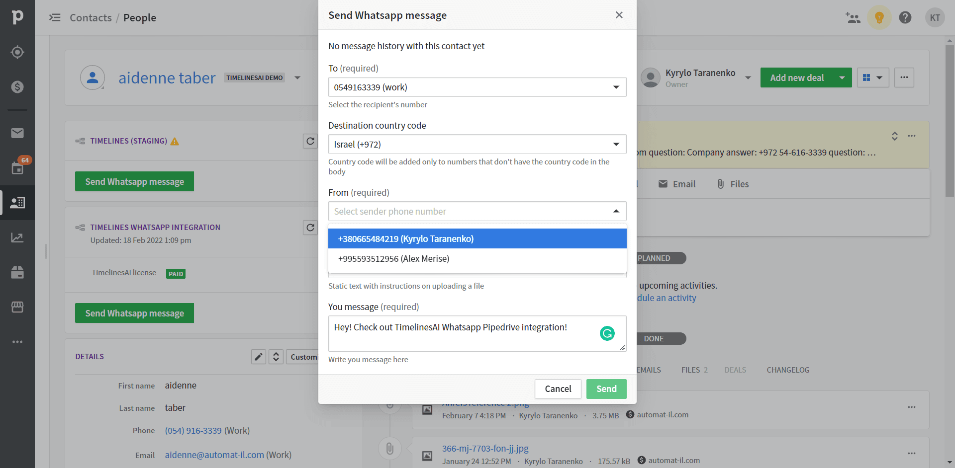 Multiple WhatsApp senders in Pipedrive