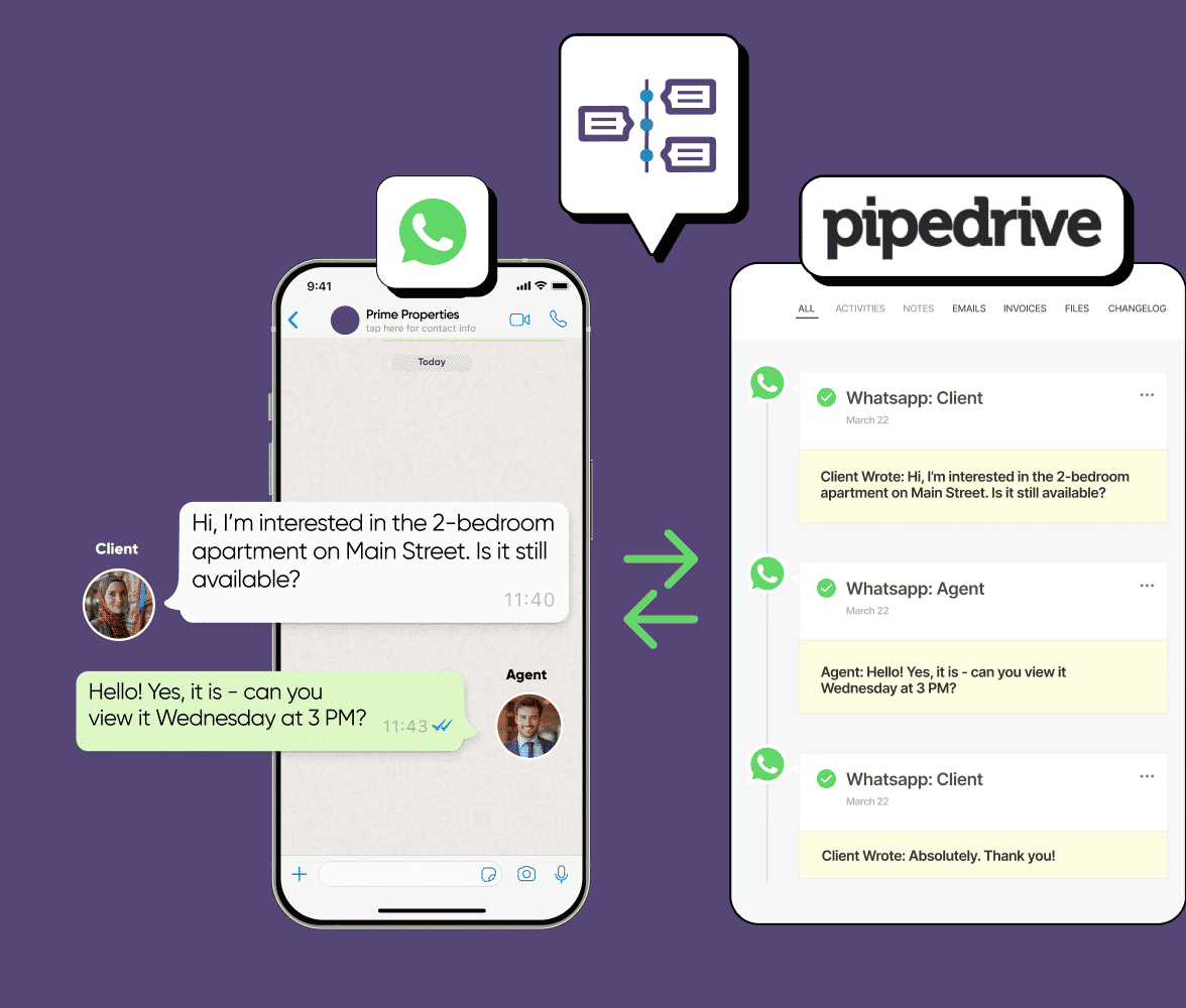 Pipedrive and WhatsApp integration landing page