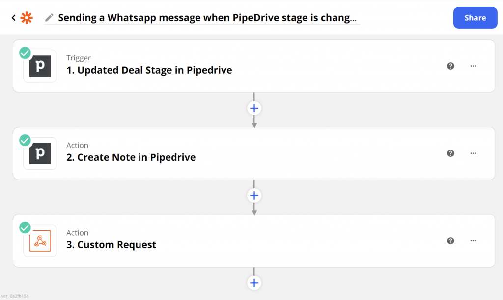 Sending a message from Pipedrive automatically